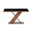 Milan Emily Modern Wood with Black Tempered Glass Top Dining Table