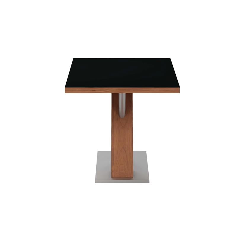 Milan Emily Modern Wood with Black Tempered Glass Top Dining Table