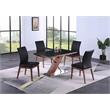 Milan Emily Modern Wood with Black Tempered Glass Top Dining Table