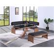 Milan Emily Modern Wood with Black Tempered Glass Top Dining Table