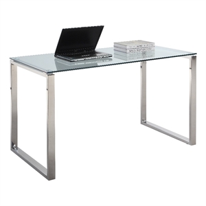 milan hadasa contemporary large rectangular desk with clear glass top