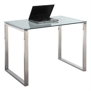 milan hadasa contemporary small rectangular desk with clear glass top