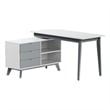 Milan Modern 2-Tone Rotating Wood Computer Desk in White and Gray
