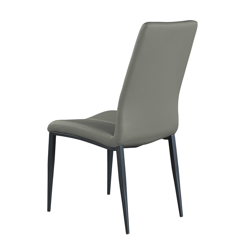 Milan Lex Gray Faux Leather Side Chair with Double Stitched Back - Set of 4