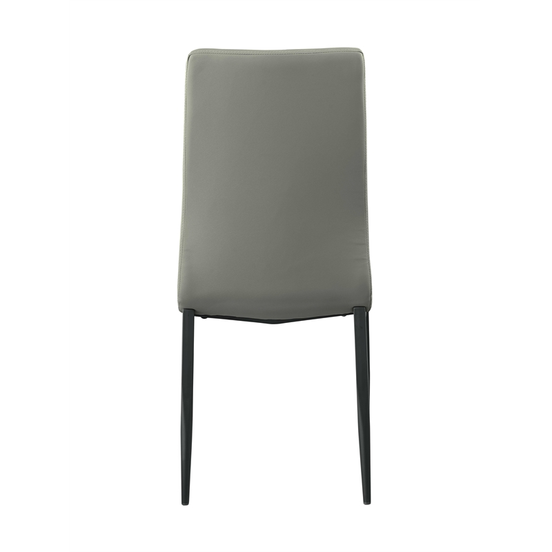 Milan Lex Gray Faux Leather Side Chair with Double Stitched Back - Set of 4