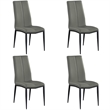 Milan Lex Gray Faux Leather Side Chair with Double Stitched Back - Set of 4