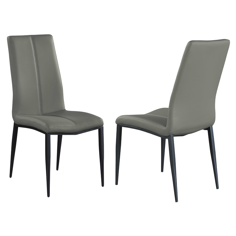 Milan Lex Gray Faux Leather Side Chair with Double Stitched Back - Set of 4