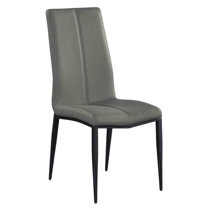 Milan Lex Gray Faux Leather Side Chair with Double Stitched Back - Set of 4