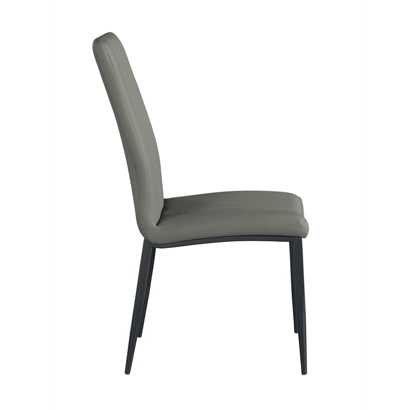 Milan Lex Gray Faux Leather Side Chair with Double Stitched Back - Set of 4