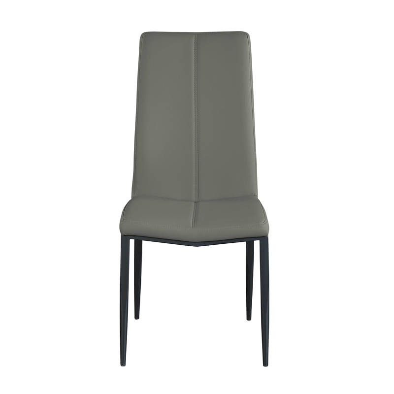 Milan Lex Gray Faux Leather Side Chair with Double Stitched Back - Set of 4