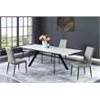 Milan Lex White Marbleized Ceramic Dining Table with Matte Black Steel Base