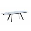 Milan Lex White Marbleized Ceramic Dining Table with Matte Black Steel Base