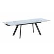 Milan Lex White Marbleized Ceramic Dining Table with Matte Black Steel Base