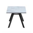 Milan Lex White Marbleized Ceramic Dining Table with Matte Black Steel Base