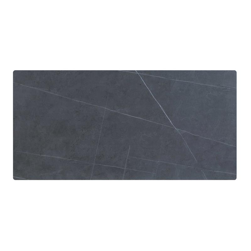 Milan Marbleized Matte Gray Ceramic Top Table with Steel Four-legged Base