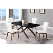 Milan Emerson Black Glass Top Dining Table with Crisscross Base