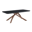 Milan Emerson Black Glass Top Dining Table with Crisscross Base