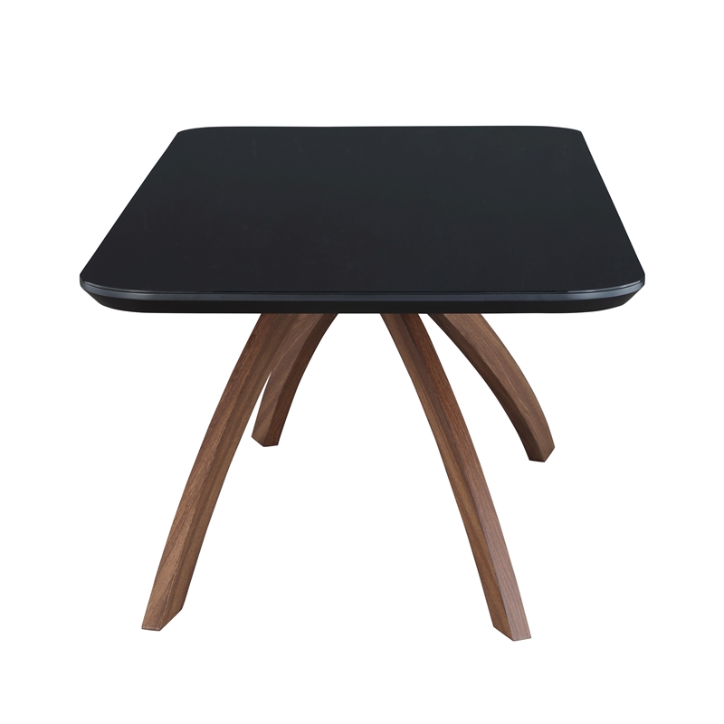 Milan Emerson Black Glass Top Dining Table with Crisscross Base