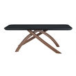 Milan Emerson Black Glass Top Dining Table with Crisscross Base