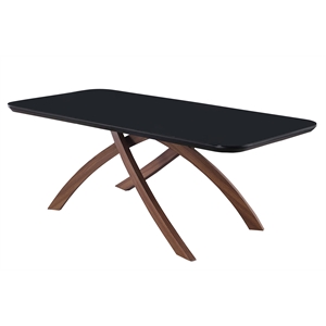 Milan Emerson Black Glass Top Dining Table with Crisscross Base