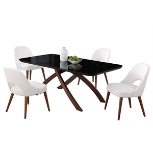 Milan Emerson Dining Set with Black Glass Table & Open Back Chairs