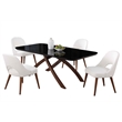 Milan Emerson Dining Set with Black Glass Table & Open Back Chairs