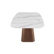 Milan Kenny White Modern Marbleized Sintered Stone Top Table with Wooden Base