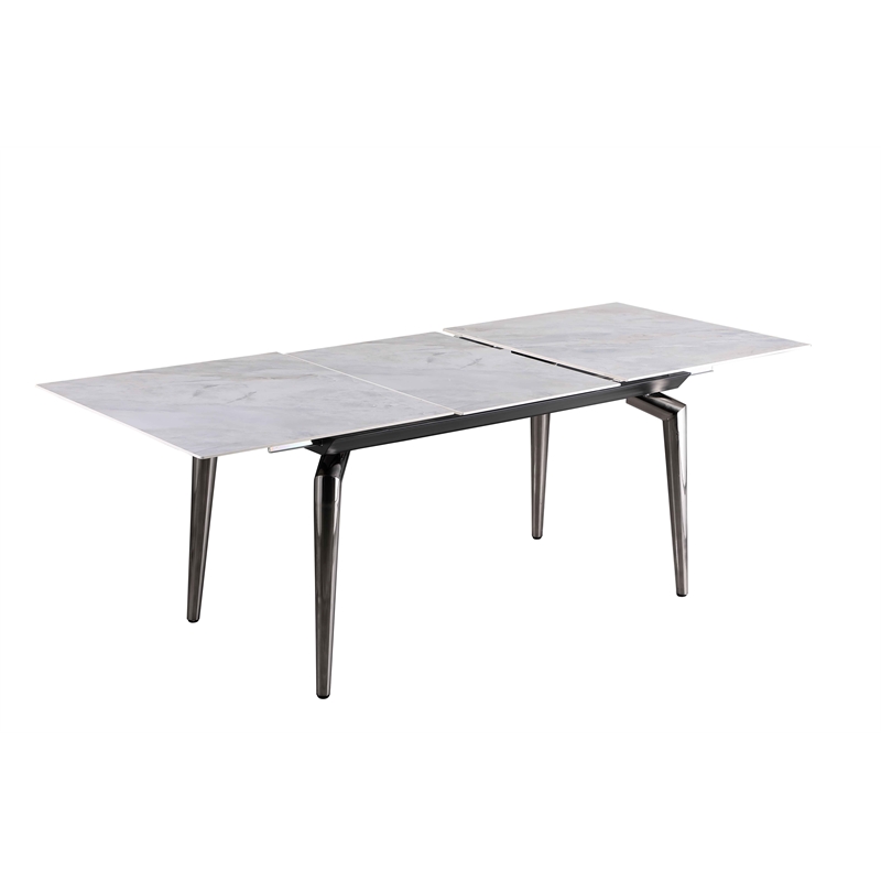 Milan Tate Contemporary Steel & Ceramic Dining Table in Black and Gray