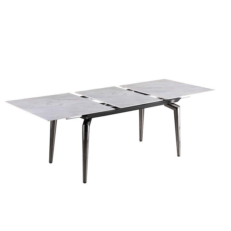 Milan Tate Contemporary Steel & Ceramic Dining Table in Black and Gray
