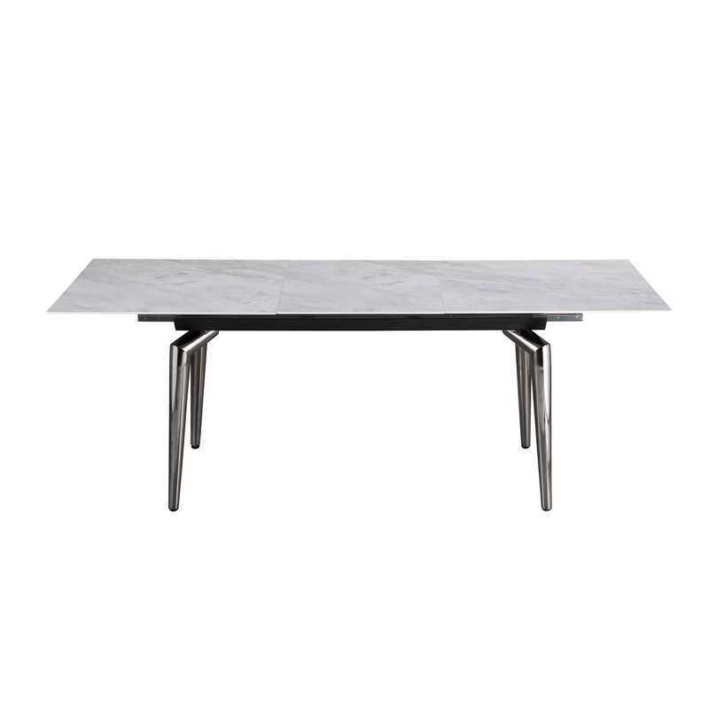 Milan Tate Contemporary Steel & Ceramic Dining Table in Black and Gray