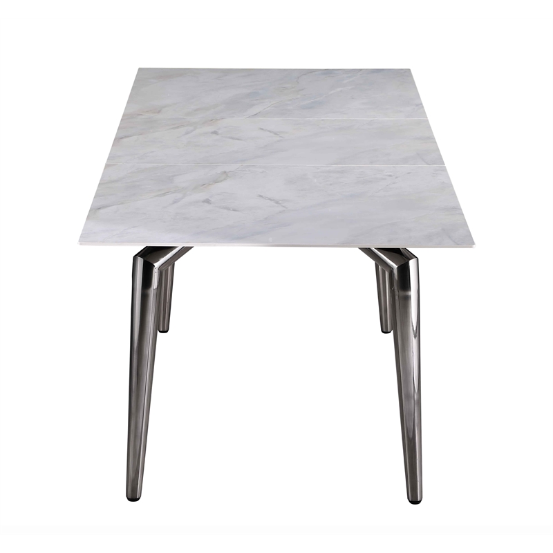 Milan Tate Contemporary Steel & Ceramic Dining Table in Black and Gray