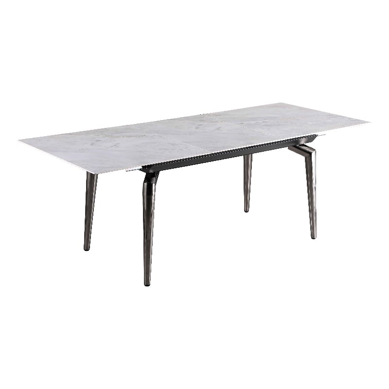 Milan Tate Contemporary Steel & Ceramic Dining Table in Black and Gray