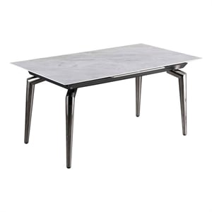 Milan Tate Contemporary Steel & Ceramic Dining Table in Black and Gray