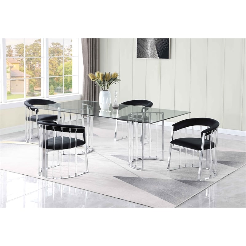 Milan Tania Acrylic with black fabric upholstery & Steel Arm Chair