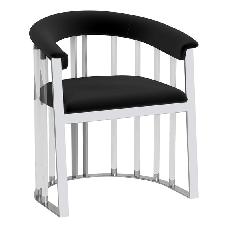 Milan Tania Acrylic with black fabric upholstery & Steel Arm Chair