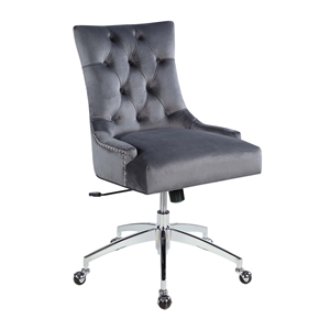 milan pneumatic gray fabric tufted back computer chair with nailhead trimming