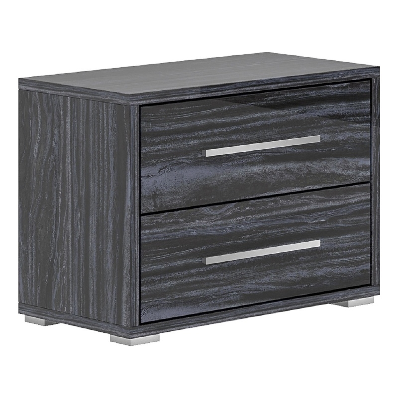 Milan Napolitan Contemporary 2-Drawer Melamine Wood Nightstand in Gray