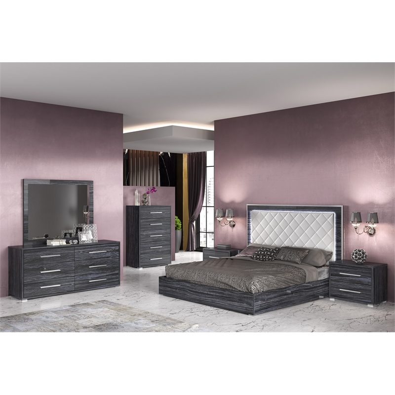 Milan Napolitan Contemporary 2-Drawer Melamine Wood Nightstand in Gray