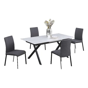 milan kortana white sintered stone top dining set with 4 chairs