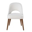 Milan Kenny White Faux Leather Open Back Side Chair with Wood Legs - Set of 2