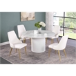 Milan Krystal White Faux Leather Stitched Channel Back Side Chair - Set of 2