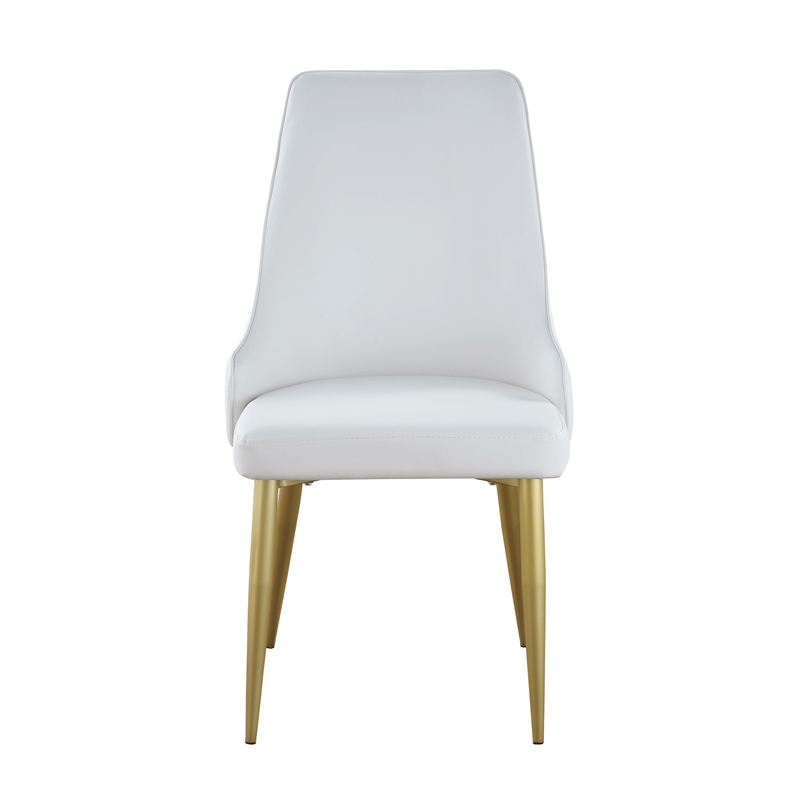 Milan Krystal White Faux Leather Stitched Channel Back Side Chair - Set of 2