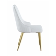 Milan Krystal White Faux Leather Stitched Channel Back Side Chair - Set of 2