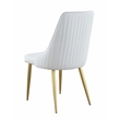 Milan Krystal White Faux Leather Stitched Channel Back Side Chair - Set of 2