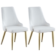 Milan Krystal White Faux Leather Stitched Channel Back Side Chair - Set of 2