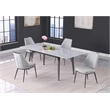 Milan Tate Gray Sintered Stone Ceramic Dining Set with Gray Faux Leather Chairs