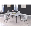 Milan Tate Gray Sintered Stone Ceramic Dining Set with Gray Faux Leather Chairs