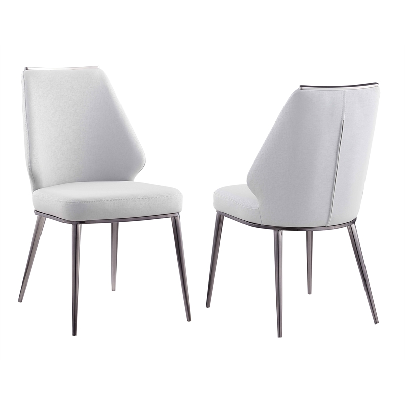 Milan Tate Gray Sintered Stone Ceramic Dining Set with Gray Faux Leather Chairs