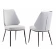 Milan Tate Gray Sintered Stone Ceramic Dining Set with Gray Faux Leather Chairs