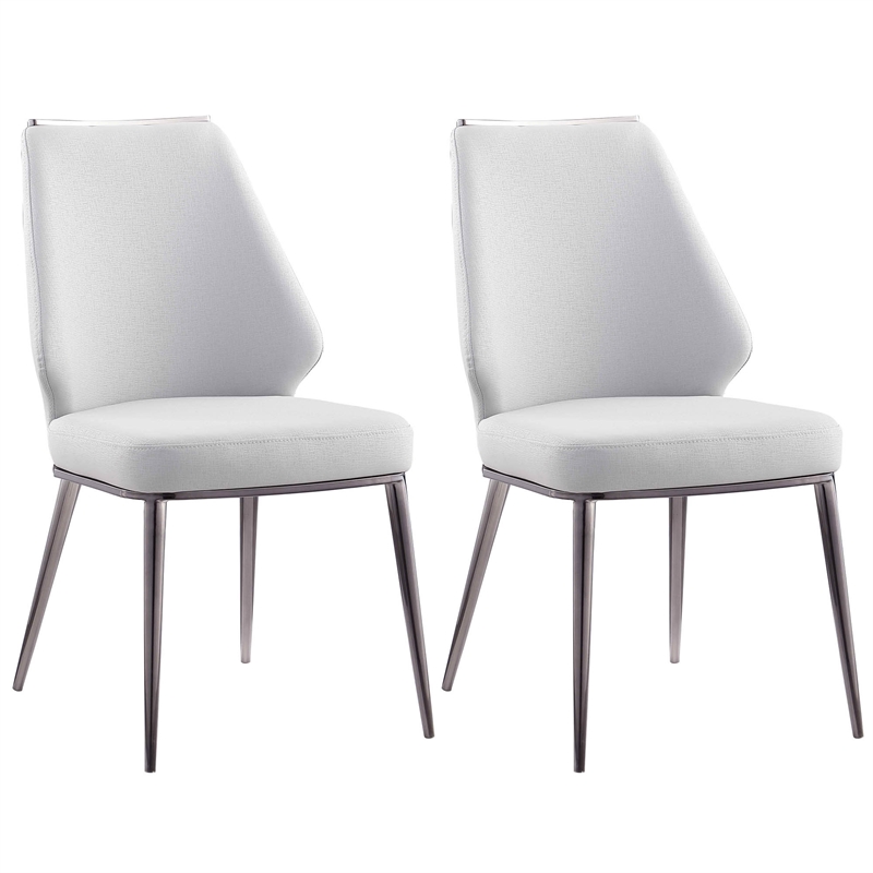 Milan Tate Contemporary Curved Back Faux Leather Side Chair in Gray( Set of 2)